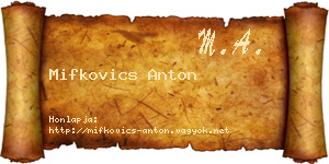 Mifkovics Anton névjegykártya